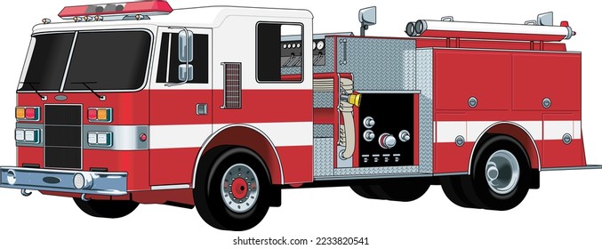 Fire Engine Truck Vector Illustration