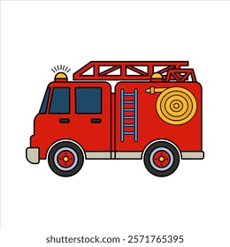 Fire engine truck vector stock illustration, Fire Trucks isolated on white background.
