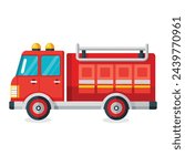 Fire engine truck vehicle Transport flat vector illustration.