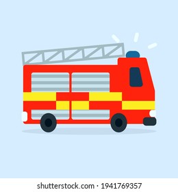 Fire Engine UK Cartoon Icon. Clipart Image Isolated On White Background.