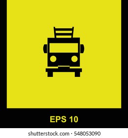 Fire engine vector black icon. Isolated illustration. Business picture.