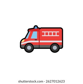 Fire Engine vector flat emoticon. Isolated Fire Truck illustration. Fire Truck icon