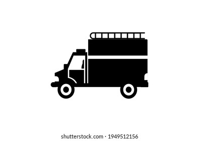 Fire engine vector flat icon. Isolated firefighter car emoji illustration