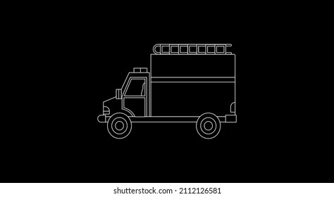 Fire engine vector flat icon. Isolated firefighter car emoji illustration
