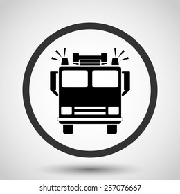 Fire Engine Vector Icon - Black Illustration