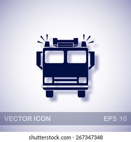 Fire engine vector icon - dark blue illustration with blue shadow