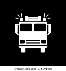 fire engine vector icon isolated on black