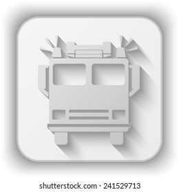 fire engine vector icon - paper button 