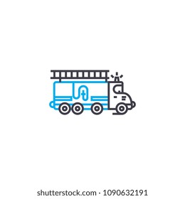 Fire engine vector thin line stroke icon. Fire engine outline illustration, linear sign, symbol concept.