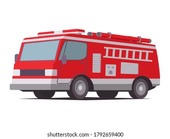 Fire engine.Emergency service red vehicle.Red fire truck with ladder.Rescue vehicle.Modern flat illustration vector .