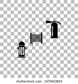 Fire equipment. Black flat icon on a transparent background. Pictogram for your project