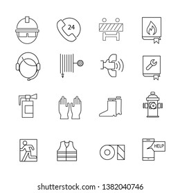 Fire equipment icon set - firefighting preparation