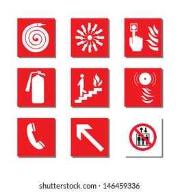 Fire equipment signs icon vector