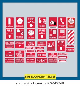 fire equipment signs vector files signs set illustration signs and symbols design fire equipment signs