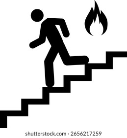Fire escape exit icon. Emergency signs and symbols.