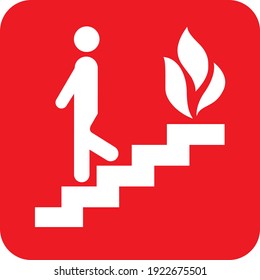 Fire escape stairs red sign board