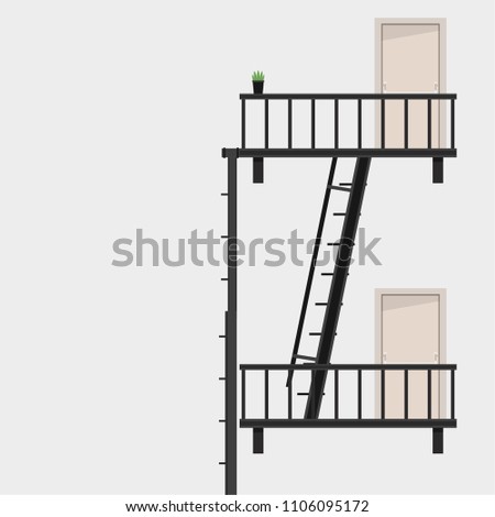 Fire escape vector. door vector. free space for text. wallpaper. background.