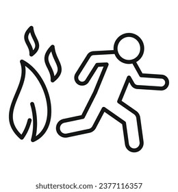 Fire evacuation icon outline vector. Pull help. Person leaving