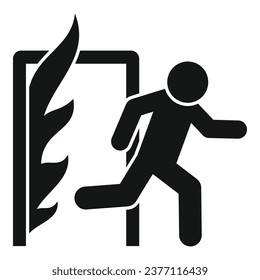 Fire evacuation icon simple vector. Work alarm. People run