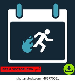 Fire Evacuation Man Calendar Day icon. Vector EPS illustration style is flat iconic bicolor symbol, blue and white colors.