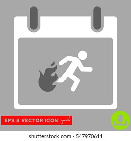 Fire Evacuation Man Calendar Day icon. Vector EPS illustration style is flat iconic bicolor symbol, dark gray and white colors.