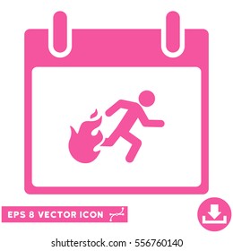 Fire Evacuation Man Calendar Day icon. Vector EPS illustration style is flat iconic symbol, pink color.