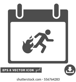 Fire Evacuation Man Calendar Day icon. Vector EPS illustration style is flat iconic symbol, gray color.