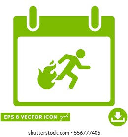 Fire Evacuation Man Calendar Day icon. Vector EPS illustration style is flat iconic symbol, eco green color.