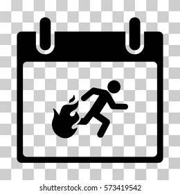 Fire Evacuation Man Calendar Day icon. Vector illustration style is flat iconic symbol, black color, transparent background. Designed for web and software interfaces.