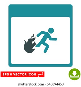 Fire Evacuation Man Calendar Page icon. Vector EPS illustration style is flat iconic bicolor symbol, soft blue colors.