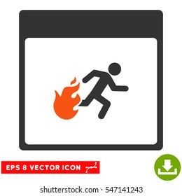 Fire Evacuation Man Calendar Page icon. Vector EPS illustration style is flat iconic bicolor symbol, orange and gray colors.