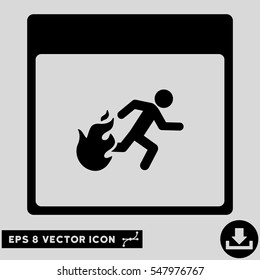 Fire Evacuation Man Calendar Page icon. Vector EPS illustration style is flat iconic symbol, black color.