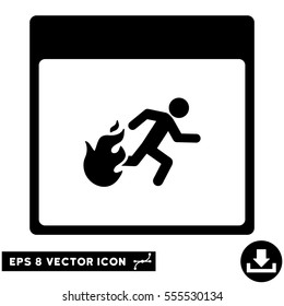 Fire Evacuation Man Calendar Page icon. Vector EPS illustration style is flat iconic symbol, black color.