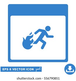 Fire Evacuation Man Calendar Page icon. Vector EPS illustration style is flat iconic symbol, cobalt color.