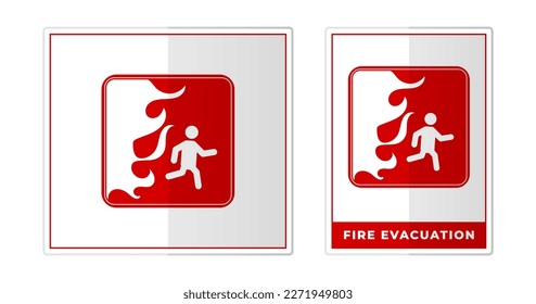 Fire evacuation Sign Label Symbol Icon Vector Illustration