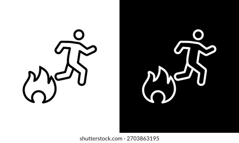 Diseño de conjunto de iconos blancos de evacuación de incendios