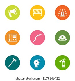 Fire exercises icons set. Flat set of 9 fire exercises vector icons for web isolated on white background