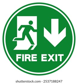 Fire Exit Arrow Down Symbol Sign, Vector Illustration, Isolate On White Background Label.EPS10