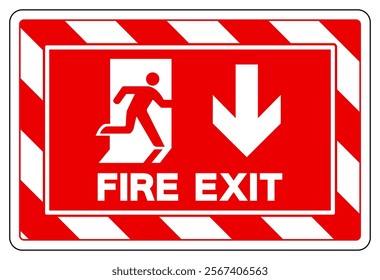 Fire Exit Arrow Down Symbol Sign, Vector Illustration, Isolate On White Background Label.EPS10