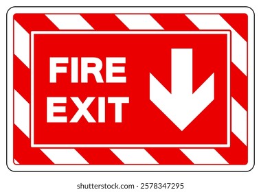 Fire Exit Arrow Down Symbol Sign, Vector Illustration, Isolate On White Background Label.EPS10