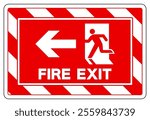 Fire Exit Arrow Left Symbol Sign, Vector Illustration, Isolate On White Background Label.EPS10