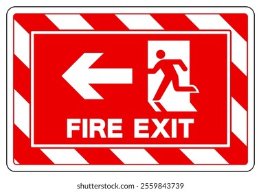 Fire Exit Arrow Left Symbol Sign, Vector Illustration, Isolate On White Background Label.EPS10