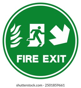 Fire Exit Arrow Right Down Symbol Sign, Vector Illustration, Isolate On White Background Label.EPS10