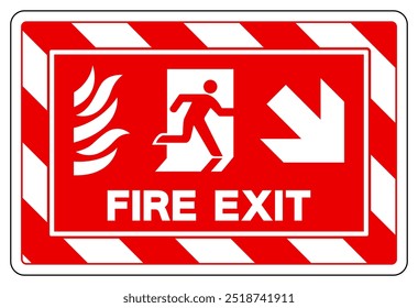 Fire Exit Arrow Right Down Symbol Sign, Vector Illustration, Isolate On White Background Label.EPS10