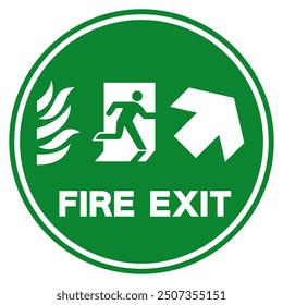 Fire Exit Arrow Right Up Symbol Sign, Vector Illustration, Isolate On White Background Label.EPS10