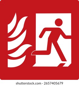 Saída de incêndio. Sistema de segurança dos edifícios. Sinal vermelho. Ajuda as pessoas a navegar rapidamente e a encontrar o caminho para uma saída segura em caso de incêndio ou fumaça.
