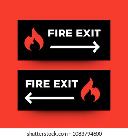 Fire Exit Direction Sign Vector Illustration with Left and Right Arrows