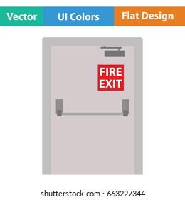 Fire exit door icon. Flat color design. Vector illustration.