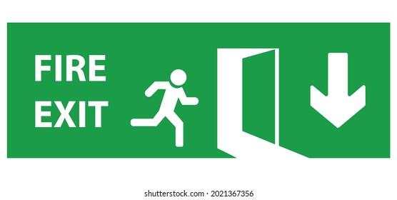 The fire exit emergency door guides the safe exit. Emergency exit door. Security concept. Vector design eps 10.