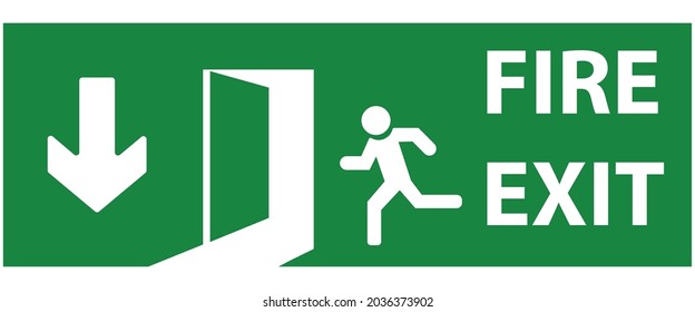 The fire exit emergency door guides the safe exit. Emergency exit door. Security concept. Vector design eps 10.